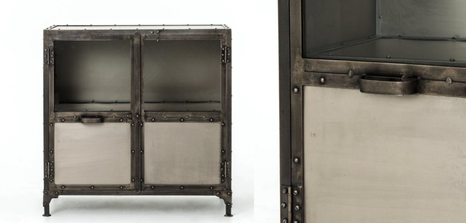 Комод металлический Industrial Steampunk Nickel 2 Door Cabinet Комод металлический Industrial Steampunk Nickel 2 Door Cabinet - Loft-Concept в Липецке