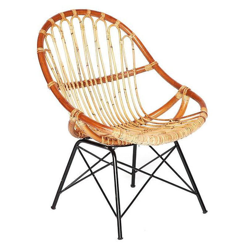 Кресло Rattan Wicker Chair Red Carcass Древесина Черный Кресло Rattan Wicker Chair Red Carcass Древесина Черный в Липецке | Loft Concept