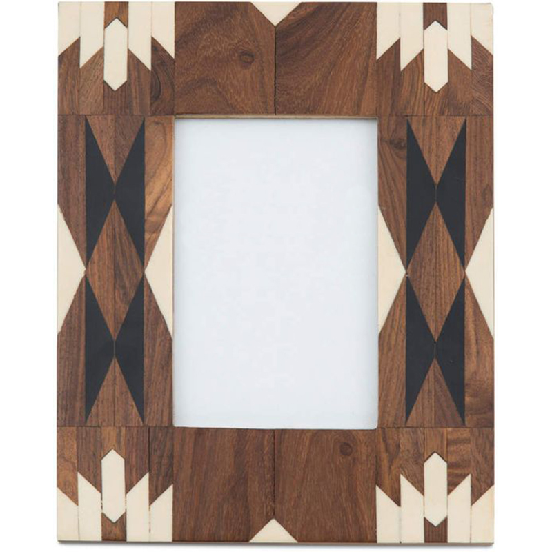 Фоторамка кость Brown Indian Wood Bone Inlay photo frame Бежевый Коричневый Фоторамка кость Brown Indian Wood Bone Inlay photo frame Бежевый Коричневый в Липецке | Loft Concept