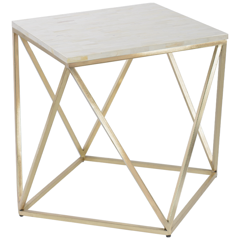 Кофейный Стол Bone Inlay Geometry Белый Золотой Кофейный Стол Bone Inlay Geometry Белый Золотой в Липецке | Loft Concept
