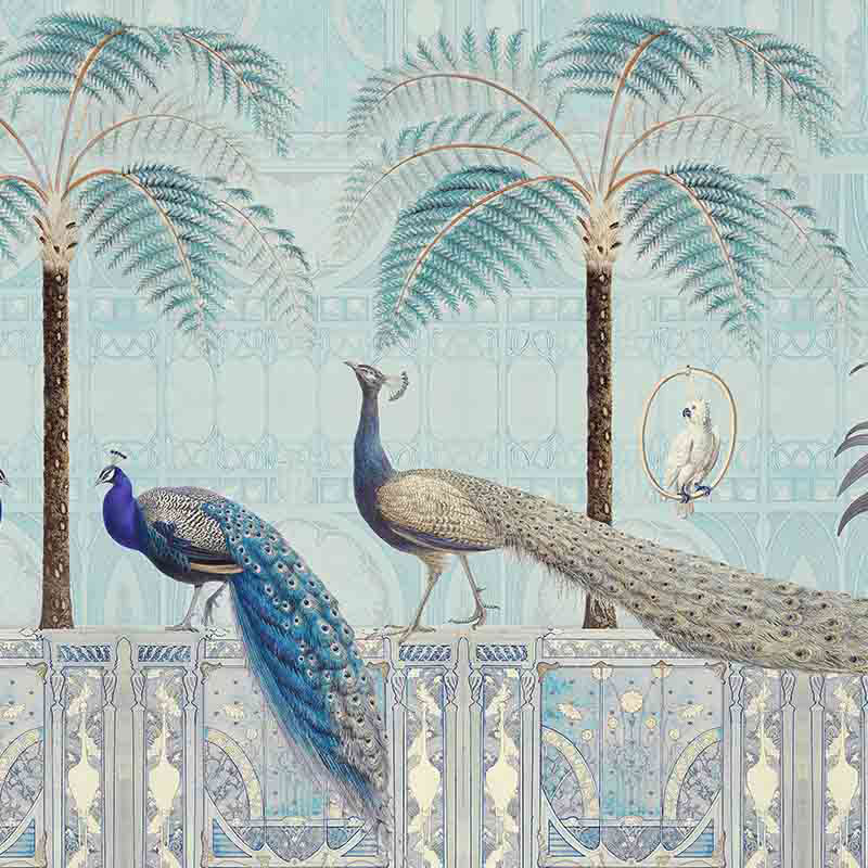 Обои ручная роспись Chinoiserie Birds Palace Sapphire Обои ручная роспись Chinoiserie Birds Palace Sapphire в Липецке | Loft Concept