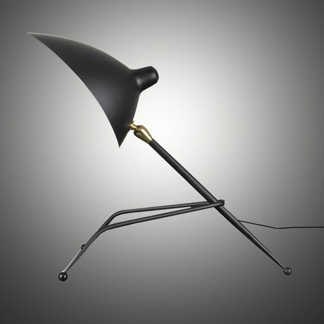 Настольная лампа Serge Mouille Tripod Desk Lamp Черный Настольная лампа Serge Mouille Tripod Desk Lamp Черный в Липецке | Loft Concept