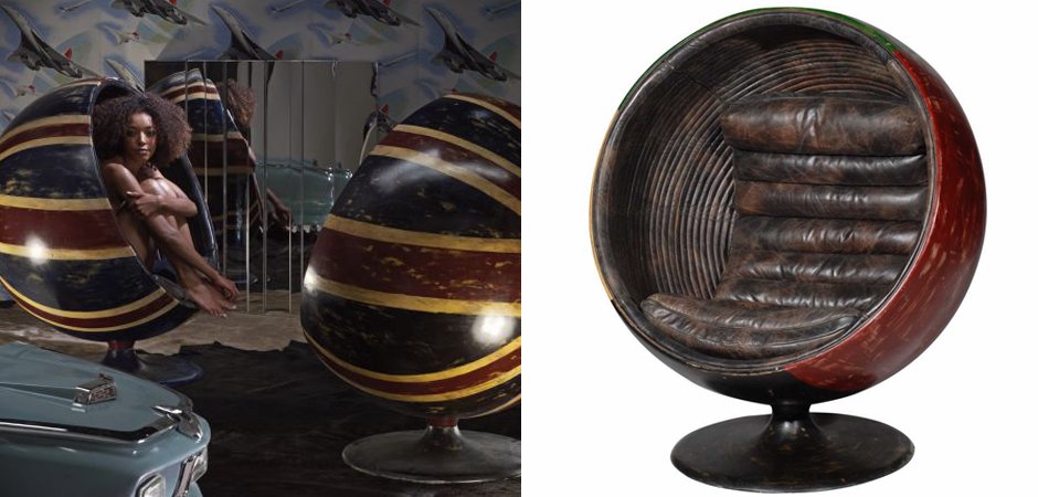 Кресло шар Pod Chair Union Jack & Brown Leather Кресло шар Pod Chair Union Jack & Brown Leather - Loft-Concept в Липецке