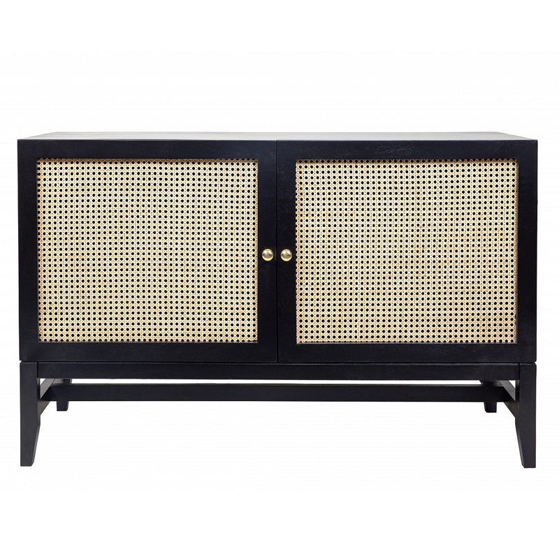 Комод с сетчатыми дверцами Rattan Бежевый Черный Комод с сетчатыми дверцами Rattan Бежевый Черный в Липецке | Loft Concept