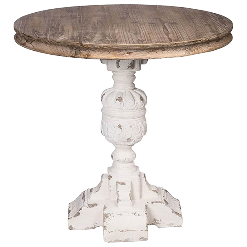 Круглый обеденный стол Aged Wood Коричневый Белый Круглый обеденный стол Aged Wood Коричневый Белый в Липецке | Loft Concept