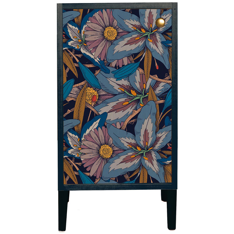 Шкаф с цветочным изображением Blue Floral Print Cabinet Синий Мульти Шкаф с цветочным изображением Blue Floral Print Cabinet Синий Мульти в Липецке | Loft Concept