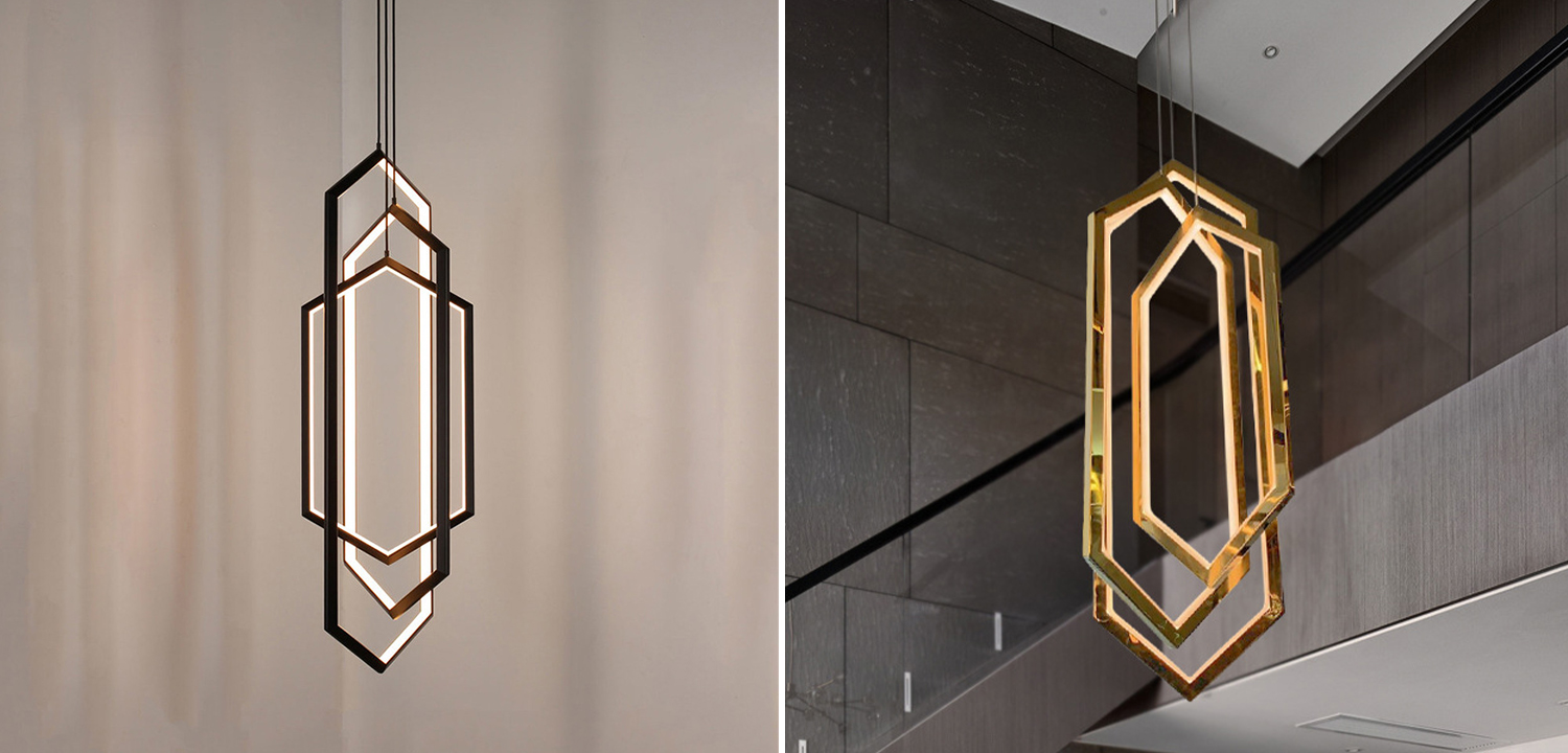 Дизайнерский Подвесной Светильник ORBIS Hexagon Geometric Modern Chandelier Studio Endo Gold - фото №1