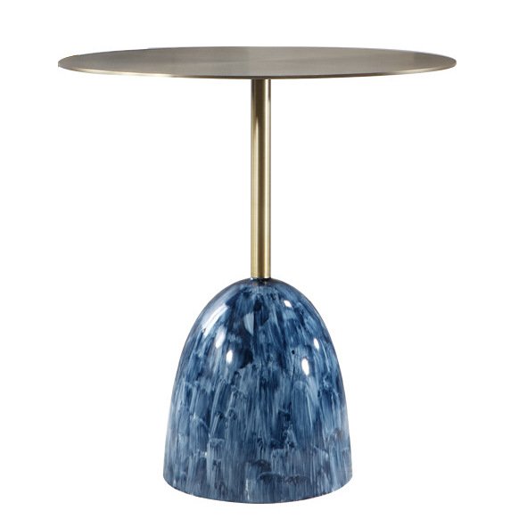 Приставной стол Blue Stains Table Латунь Синий Приставной стол Blue Stains Table Латунь Синий в Липецке | Loft Concept