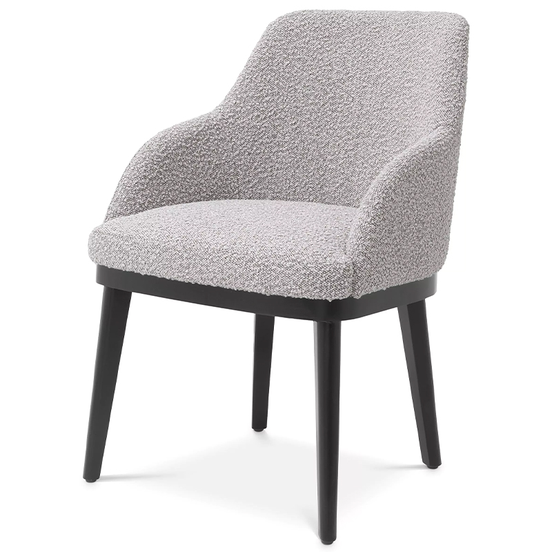 Стул Eichholtz Dining Chair Costa Boucle Grey Серый Черный Стул Eichholtz Dining Chair Costa Boucle Grey Серый Черный в Липецке | Loft Concept