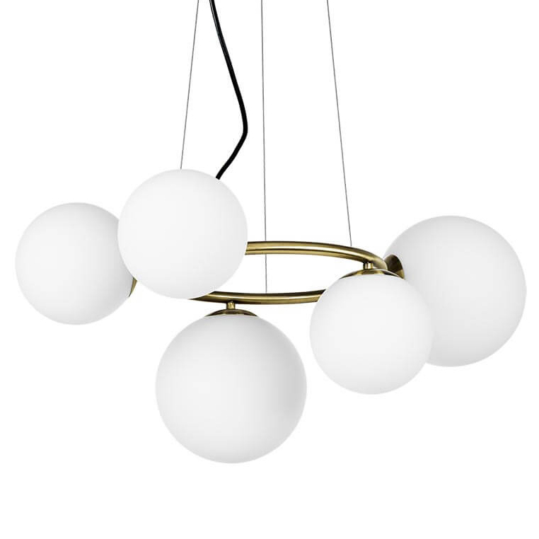 Люстра Bubbles on Ring Chandelier Белый Латунь Люстра Bubbles on Ring Chandelier Белый Латунь в Липецке | Loft Concept