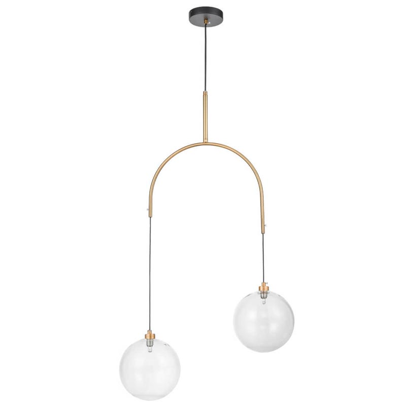 Люстра Two Hanging Ball Chandelier Золотой Прозрачный Черный Люстра Two Hanging Ball Chandelier Золотой Прозрачный Черный в Липецке | Loft Concept