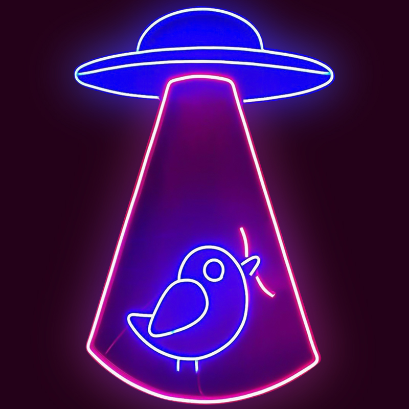 Неоновая настенная лампа UFO and Bird Neon Wall Lamp Синий Лиловый Неоновая настенная лампа UFO and Bird Neon Wall Lamp Синий Лиловый в Липецке | Loft Concept