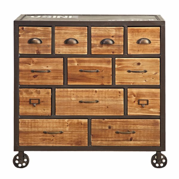 Комод на колесах Rolling Loft Industrial 12 Box Дуб темный Комод на колесах Rolling Loft Industrial 12 Box Дуб темный в Липецке | Loft Concept