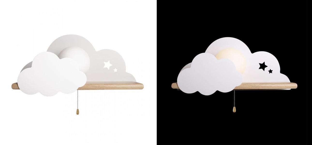 Бра с деревянной полкой белое Облако Wall Lamp White Cloud - фото №1