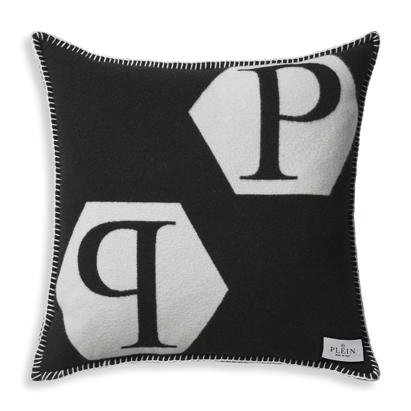 Подушка Philipp Plein Cushion Cashmere Black Черно-белый Подушка Philipp Plein Cushion Cashmere Black Черно-белый в Липецке | Loft Concept