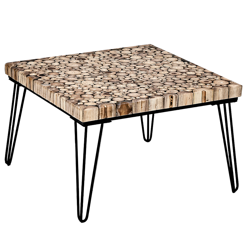 Кофейный стол Tree Cuts square coffee table Коричневый Черный Кофейный стол Tree Cuts square coffee table Коричневый Черный в Липецке | Loft Concept