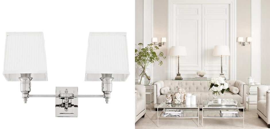 Бра Wall Lamp Lexington Double Nickel+White Бра Wall Lamp Lexington Double Nickel+White - Loft-Concept в Липецке