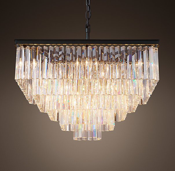 Люстра RH 1920s Odeon Clear Glass Fringe Chandelier - 5 square Черный Люстра RH 1920s Odeon Clear Glass Fringe Chandelier - 5 square Черный в Липецке | Loft Concept