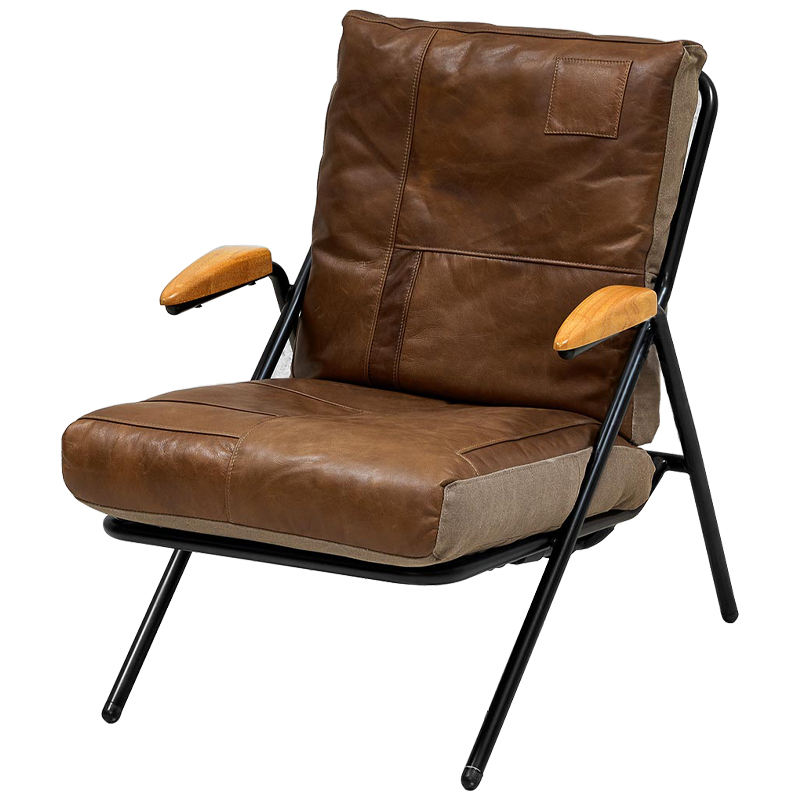 Дизайнерское кожаное кресло в стиле Лофт Bronwyn Leather Armchair Коричневый Черный Древесина Дизайнерское кожаное кресло в стиле Лофт Bronwyn Leather Armchair Коричневый Черный Древесина в Липецке | Loft Concept