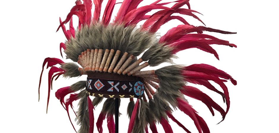 War bonnet Индейский венец из перьев красный War bonnet Индейский венец из перьев красный - Loft-Concept в Липецке
