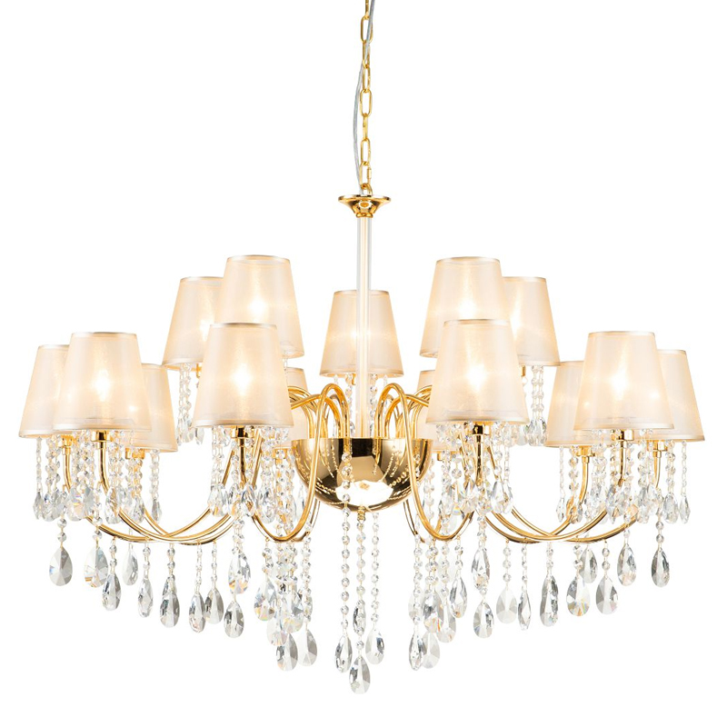 Двухъярусная люстра золотого цвета с хрустальным декором Dainty Light Золотой Янтарный Двухъярусная люстра золотого цвета с хрустальным декором Dainty Light Золотой Янтарный в Липецке | Loft Concept