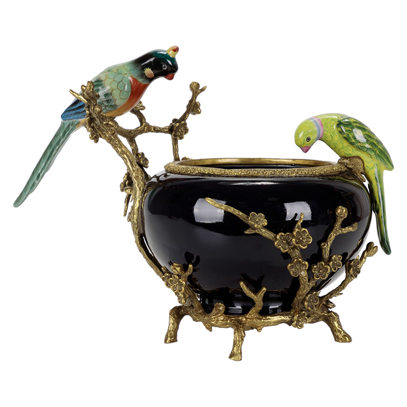Чаша фарфоровая черная гнездо попугая Parrot Золотой Черный Чаша фарфоровая черная гнездо попугая Parrot Золотой Черный в Липецке | Loft Concept