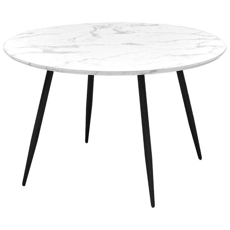Стол круглый Calvert Table белая столешница с рисунком под мрамор Белый Черный Стол круглый Calvert Table белая столешница с рисунком под мрамор Белый Черный в Липецке | Loft Concept