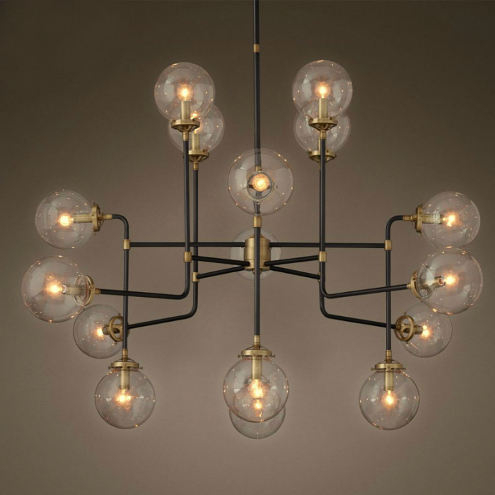 Люстра Bistro Globe Clear Glass Chandelier 16 Черный Люстра Bistro Globe Clear Glass Chandelier 16 Черный в Липецке | Loft Concept