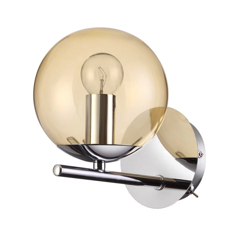 Бра Bolle Hanging Lamp Amber Хром Янтарь (Amber) Бра Bolle Hanging Lamp Amber Хром Янтарь (Amber) в Липецке | Loft Concept