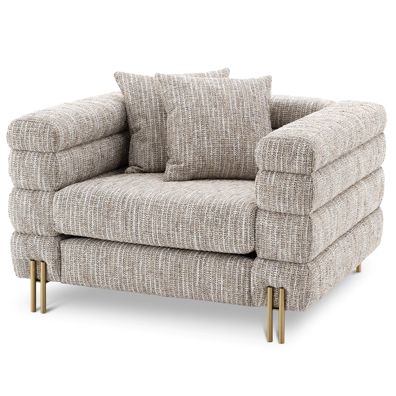 Кресло Eichholtz Chair York Бежево-серый Латунь Бежево-серый Матовая латунь Кресло Eichholtz Chair York Бежево-серый Латунь Бежево-серый Матовая латунь в Липецке | Loft Concept