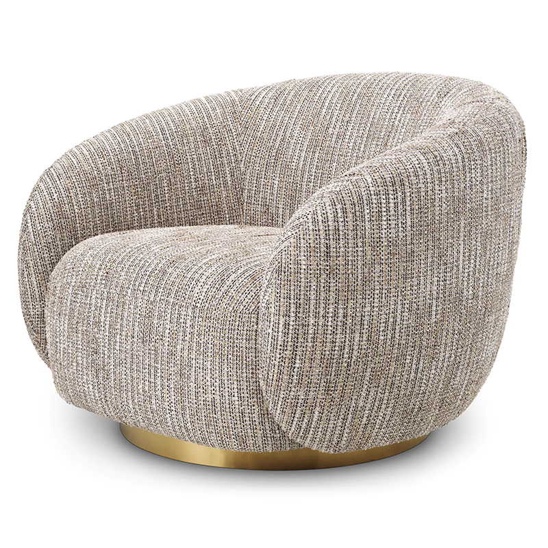 Кресло Eichholtz Swivel Chair Brice Mademoiselle Beige Бежево-серый Латунь Кресло Eichholtz Swivel Chair Brice Mademoiselle Beige Бежево-серый Латунь в Липецке | Loft Concept