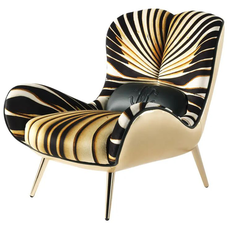 Дизайнерское Кресло Tifnit Armchairs стиль Roberto Cavalli I Золотой Черный Желтый Белый Дизайнерское Кресло Tifnit Armchairs стиль Roberto Cavalli I Золотой Черный Желтый Белый в Липецке | Loft Concept