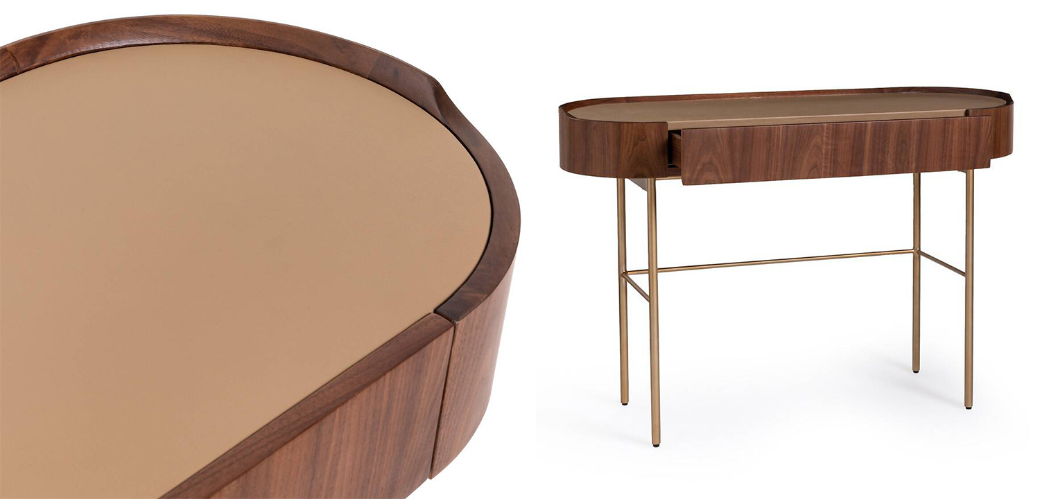 Стол-консоль Walnut and Leather - фото №1