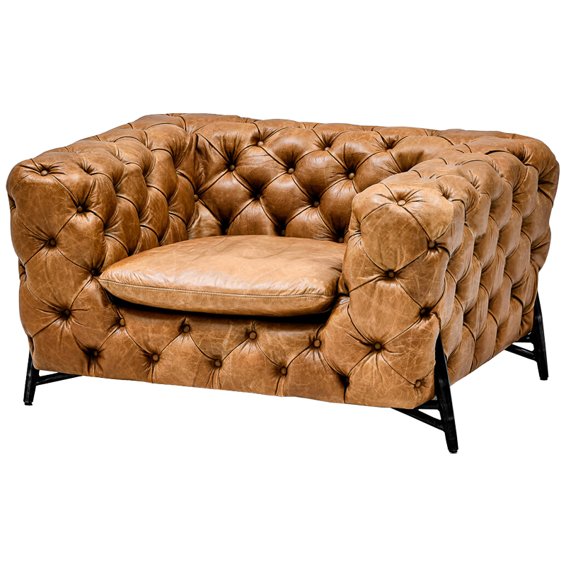 Кресло Hendrica Capitone Chair Карамель Черный Кресло Hendrica Capitone Chair Карамель Черный в Липецке | Loft Concept