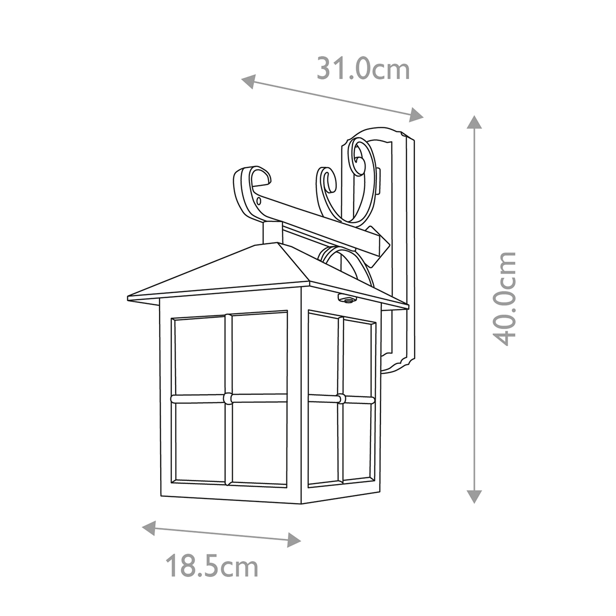Настенный фонарь черного цвета в форме фонаря с решетчатым плафоном и фактурным стеклом Elstead Lighting в Липецке