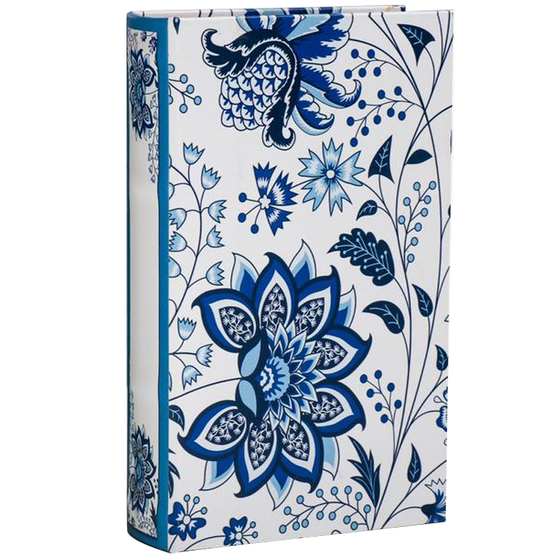 Шкатулка-книга с сейфом Fabulous Flowers Book Box Синий Белый Шкатулка-книга с сейфом Fabulous Flowers Book Box Синий Белый в Липецке | Loft Concept