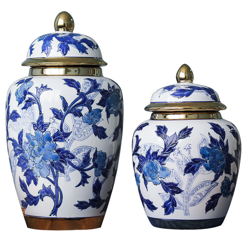 Вазы Porcelain Oriental Blue Ornament Vases Синий Белый Золотой Вазы Porcelain Oriental Blue Ornament Vases Синий Белый Золотой в Липецке | Loft Concept