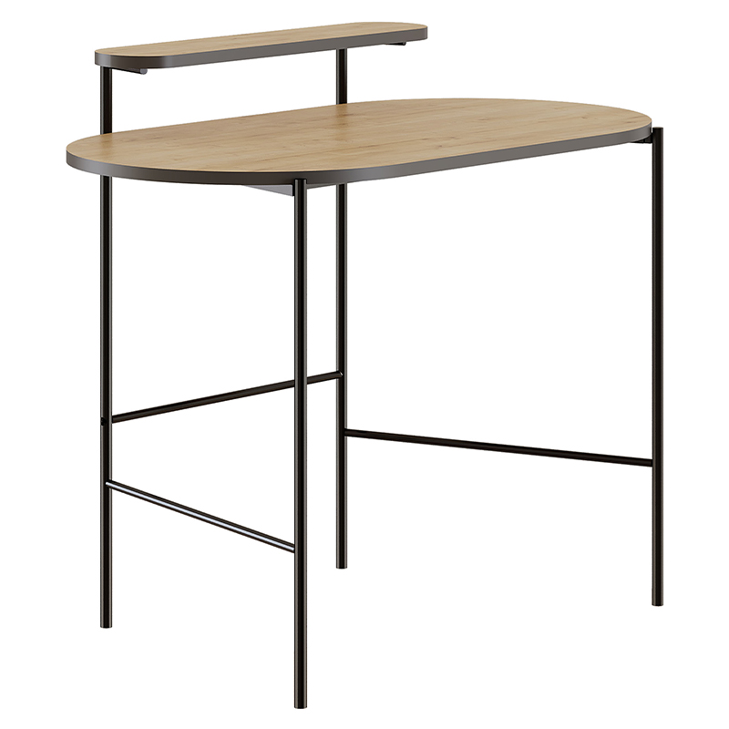 Стол письменный овальной формы с полкой LOUB WORKING TABLE BLACK OAK Древесина Черный Стол письменный овальной формы с полкой LOUB WORKING TABLE BLACK OAK Древесина Черный в Липецке | Loft Concept