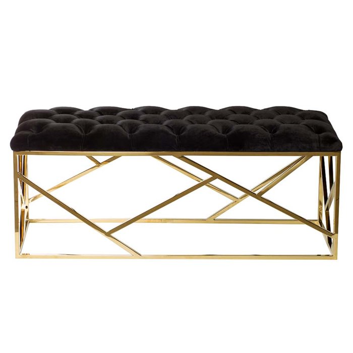 Банкетка Serene Furnishing Gold Top Черный Золотой Банкетка Serene Furnishing Gold Top Черный Золотой в Липецке | Loft Concept