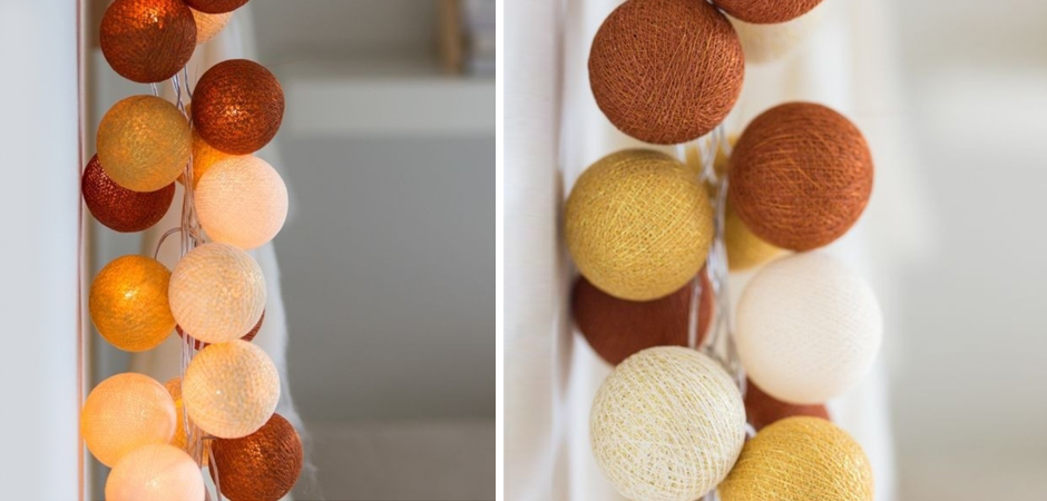 Гирлянда хлопковые фонарики Сotton Ball Gold-Copper - Loft-Concept в Липецке