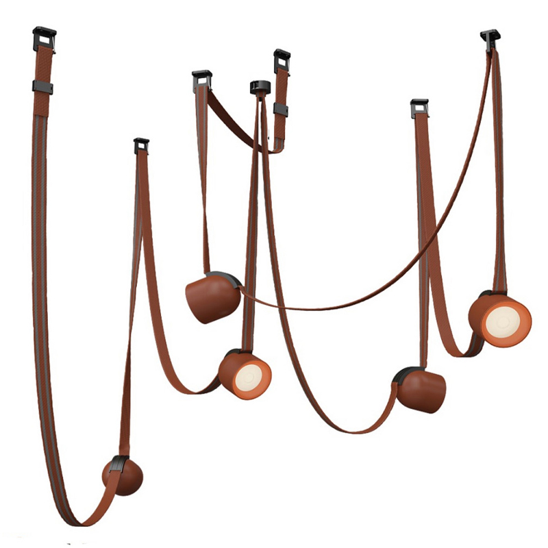 Комплект ременной трековой системы из 5 светильников Flos Wireline Lighting Коричневый Черный Комплект ременной трековой системы из 5 светильников Flos Wireline Lighting Коричневый Черный в Липецке | Loft Concept