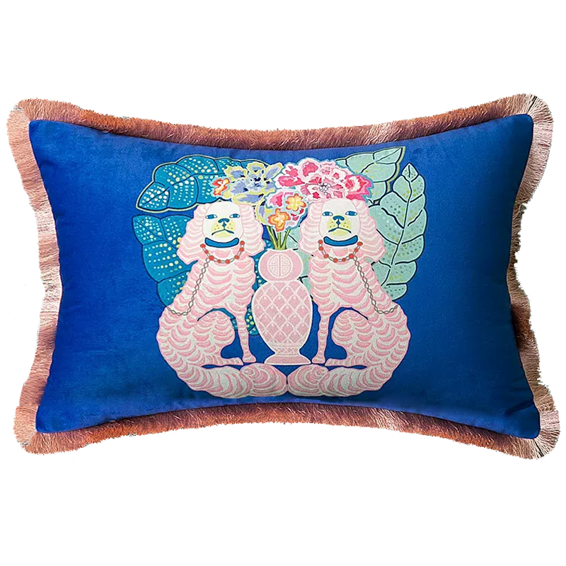 Декоративная подушка Two Dogs on Blue Long Cushion Синий Мульти Декоративная подушка Two Dogs on Blue Long Cushion Синий Мульти в Липецке | Loft Concept