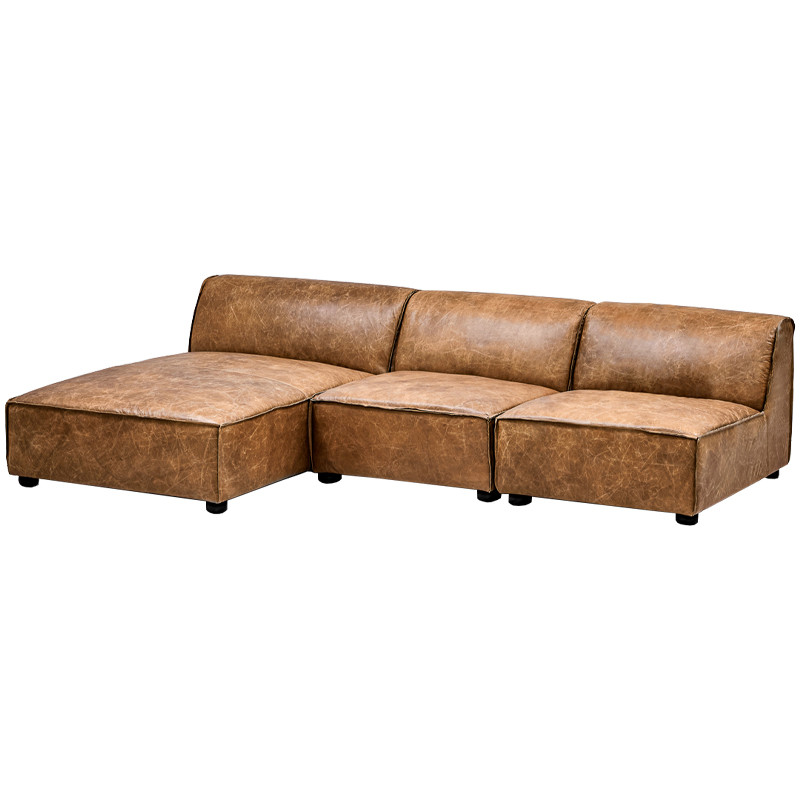 Диван Diehl Leather Sofa Карамель Хром Диван Diehl Leather Sofa Карамель Хром в Липецке | Loft Concept