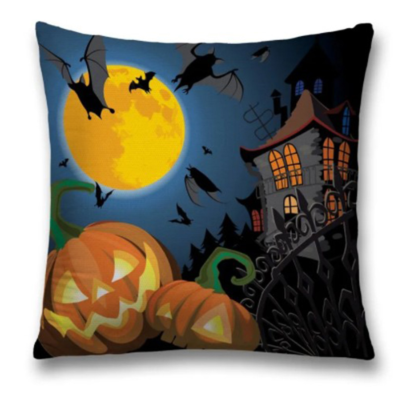 Подушка Halloween Spooky Night Черный Оранжевый Синий Подушка Halloween Spooky Night Черный Оранжевый Синий в Липецке | Loft Concept
