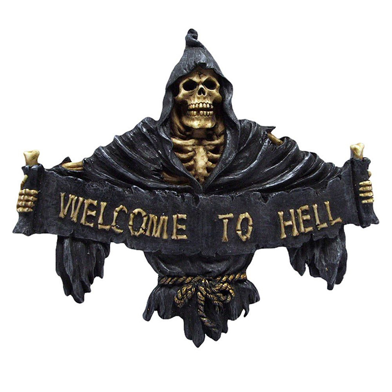 Аксессуар на стену Welcome To Hell Черный Золотой Аксессуар на стену Welcome To Hell Черный Золотой в Липецке | Loft Concept