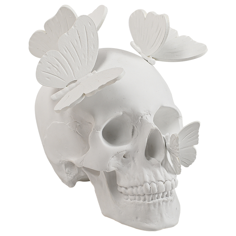 Статуэтка Skull with butterflies white Белый Статуэтка Skull with butterflies white Белый в Липецке | Loft Concept