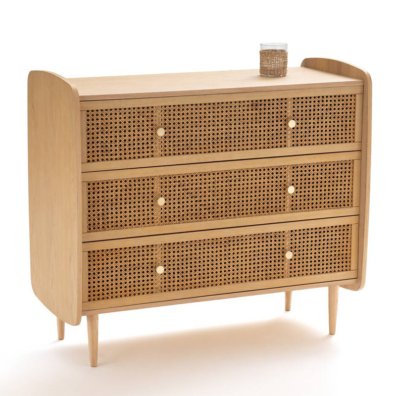 Комод с 3-мя ящиками из плетеного ротанга Aelius Rattan Wicker Chest of drawers Светлый дуб Комод с 3-мя ящиками из плетеного ротанга Aelius Rattan Wicker Chest of drawers Светлый дуб в Липецке | Loft Concept