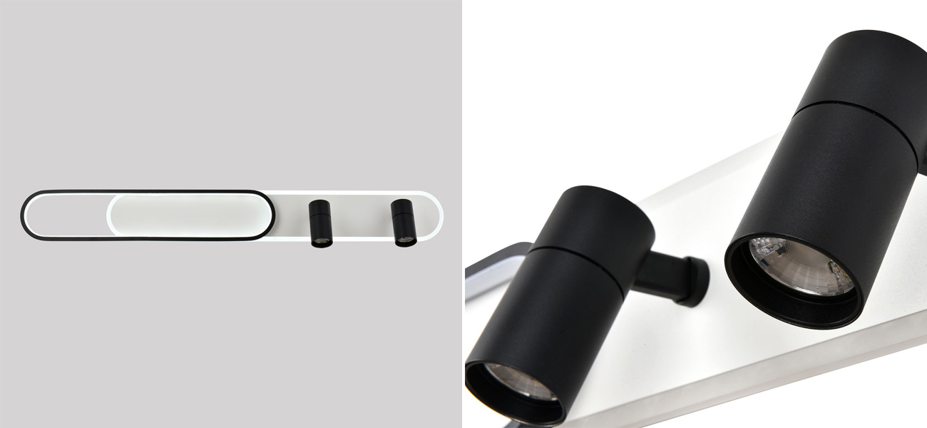 Потолочный светильник 2 спота с LED лентой Neoteric Black - фото №1