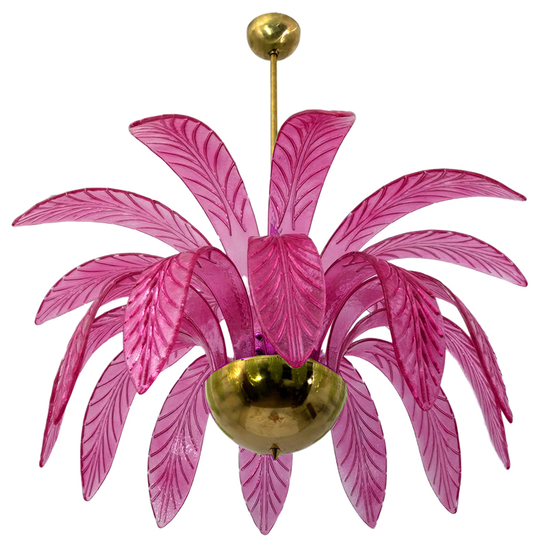 Люстра Modern Chandelier Palm Pink Стеклянные Листья Пальмы  Золотой Лиловый в Липецке | Loft Concept 
