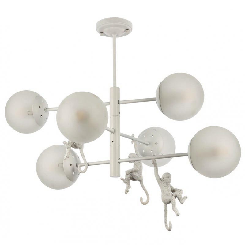 Люстра Hanging Monkey 6 lamp Белый Люстра Hanging Monkey 6 lamp Белый в Липецке | Loft Concept